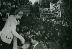 Eva Person at a rally in Argentina